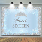 Toile de fond d'anniversaire Sweet Sixteen Blue Snow et Diamond