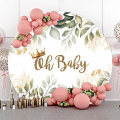 Toile de fond ronde Boho Leaves Oh Baby Shower Party