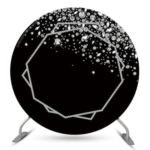 Bokeh Silver Black Glitter Toile de fond ronde pour la fête Bokeh Silver Black Glitter Toile de fond ronde pour la fête