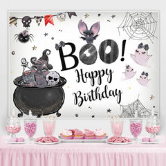 Huer! Toile de fond de fête d'anniversaire sur le thème d'Halloween pour les filles