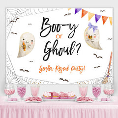 Boo ou Ghou Bat Thème d'Halloween Toile de fond de réveil blanc