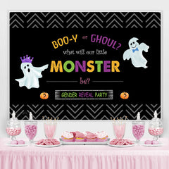 Toile de fond de douche de bébé sur le thème Boo ou Ghoul pour révéler le genre