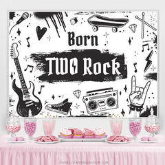 Born Two Rock noir et blanc joyeux anniversaire toile de fond