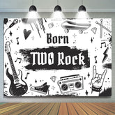 Born Two Rock noir et blanc joyeux anniversaire toile de fond