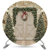 Brique porte guirlande lampe rond joyeux noël toile de fond