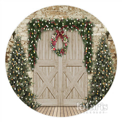 Brique porte guirlande lampe rond joyeux noël toile de fond