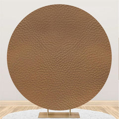 Toile de Fond Ronde de Fête d'Anniversaire à Motif en Cuir Marron