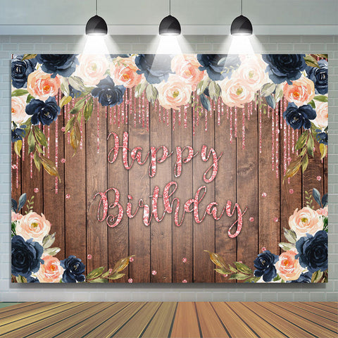 Brown bois Fleur Glitter Rose Joyeux Anniversaire Toile de Fond Brown bois Fleur Glitter Rose Joyeux Anniversaire Toile de Fond