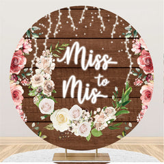 Toile de fond de mariage Miss To Mis à fleurs marron bois rose blanc