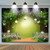 Toile de fond de douche de bébé thème papillon et floral dense