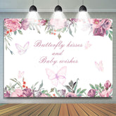 Butterfly Kiss Baby Wishes Toile de fond florale pour baby shower