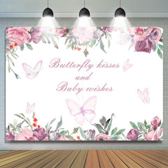 Butterfly Kiss Baby Wishes Toile de fond florale pour baby shower