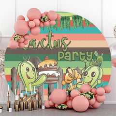Décors de fête ronds de dessin animé vert de fête de cactus pour les enfants