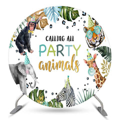 Appel à tous les animaux Toile de fond ronde anniversaire Monstera