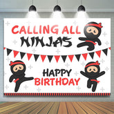 Appel à tous les ninjas dessin animé joyeux anniversaire toile de fond