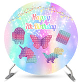 Camilas 7ème anniversaire Pop It Glitter étoiles toiles de fond rondes