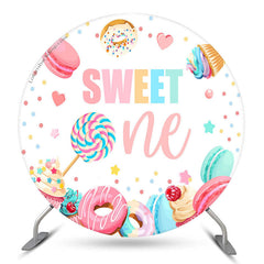 Candy Cake Macaron Sweet Circle 1er anniversaire Toile de fond