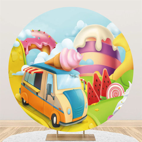 Dessin Animé Voiture Glace Joyeux Anniversaire Toile De Fond Ronde Dessin Animé Voiture Glace Joyeux Anniversaire Toile De Fond Ronde