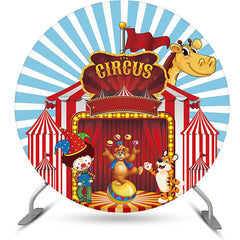 Dessin animé Cirque Animal Show Anniversaire Rond Toile de Fond