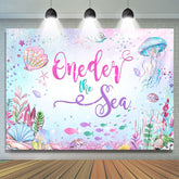 Cartoon Glitter Oneder The Sea Joyeux Anniversaire Toile de Fond
