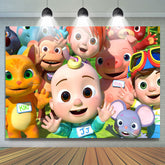 Toile de fond d'anniversaire mignon de dessin animé pour décor de fête