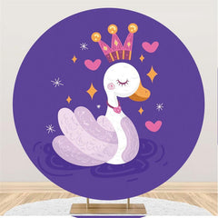 Dessin animé cygne violet rose coeur rond décors de fête