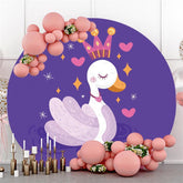 Dessin animé cygne violet rose coeur rond décors de fête