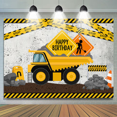 Dessin animé jaune camion arrêt thème joyeux anniversaire toile de fond
