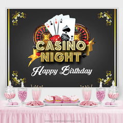 Casino Night Card Noir Or Joyeux Anniversaire Toile de Fond
