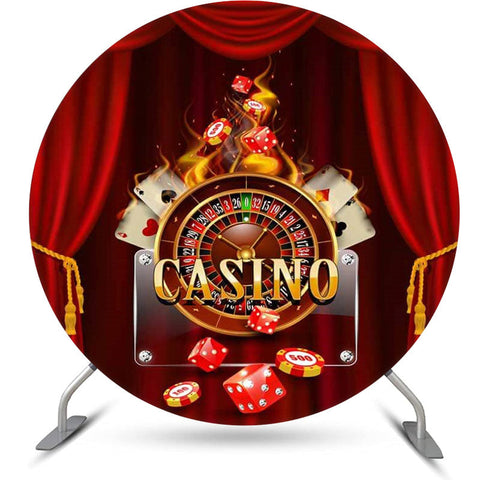 Fond rond d'anniversaire de flamme de carte rouge de nuit de casino Fond rond d'anniversaire de flamme de carte rouge de nuit de casino
