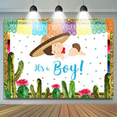 Cautas et drapeaux c'est un fond blanc de douche de bébé garçon