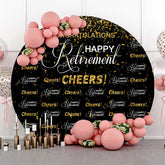 Cheers Gold Glitter Black Circle Retraite Toile de fond