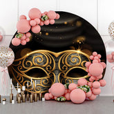 Cercle noir avec toile de fond de mascarade dorée pour la fête