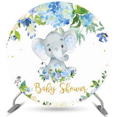 Cercle Bleu Floral Et Toile De Fond De Douche De Bébé éléphant