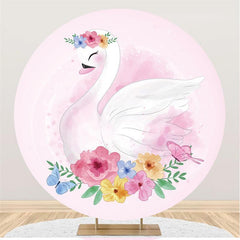 Cercle dessin animé cygne rose Floral papillon rond décors de fête