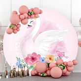 Cercle dessin animé cygne rose Floral papillon rond décors de fête