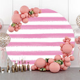 Fond De Joyeux Anniversaire à Rayures Blanches Rose Foncé Cercle