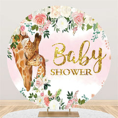 Cercle Floral Girafe Maman Bébé Toile de Fond Pour Baby Shower