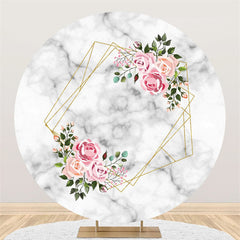 Cercle Floral Gris Noir Marbre Texture Anniversaire Toile de Fond