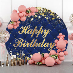 Cercle Or Et Marine Joyeux Anniversaire Toile De Fond Pour La Fête