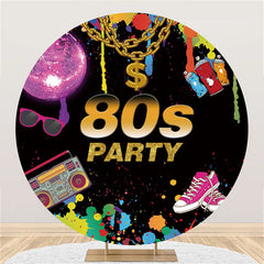 Circle Graffiti 80s Party Toile de fond pour joyeux anniversaire