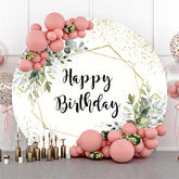 Cercle Vert Feuilles Glitter Joyeux Anniversaire Toile de Fond