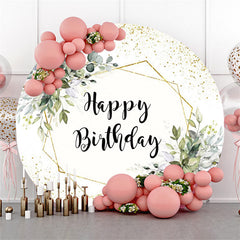 Cercle Vert Feuilles Glitter Joyeux Anniversaire Toile de Fond