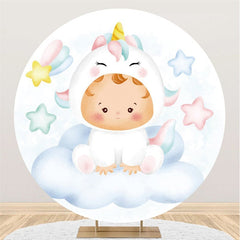 Cercle Petite Étoile Et Nuage Licorne Baby Shower Toile De Fond