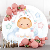 Cercle Petite Étoile Et Nuage Licorne Baby Shower Toile De Fond
