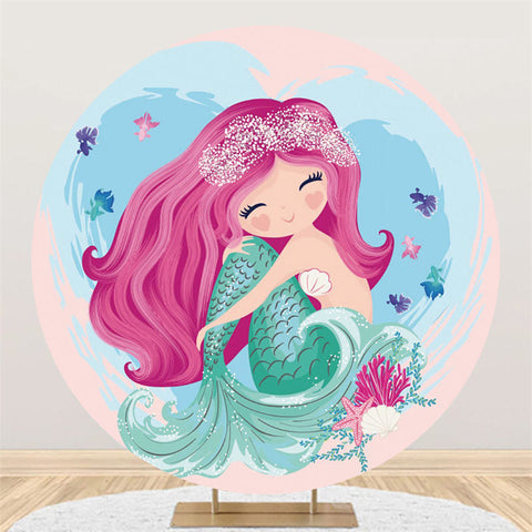 Cercle Sirène Princesse Joyeux Anniversaire Fête Toile de Fond Cercle Sirène Princesse Joyeux Anniversaire Fête Toile de Fond