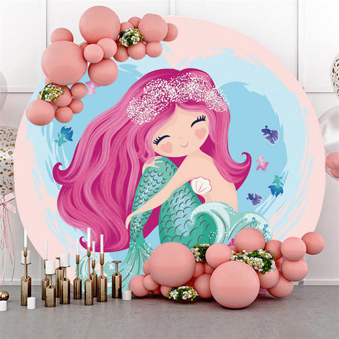 Cercle Sirène Princesse Joyeux Anniversaire Fête Toile de Fond Cercle Sirène Princesse Joyeux Anniversaire Fête Toile de Fond