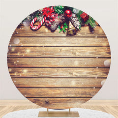 Cercle Vieux Style Rétro Toile De Fond De noël En Bois Brun