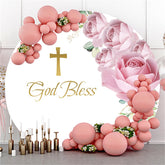 Cercle Rose Floral Round God Bless Baby Shower Toile de Fond