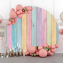 Cercle arc-en-ciel couleur en bois joyeux anniversaire toile de fond